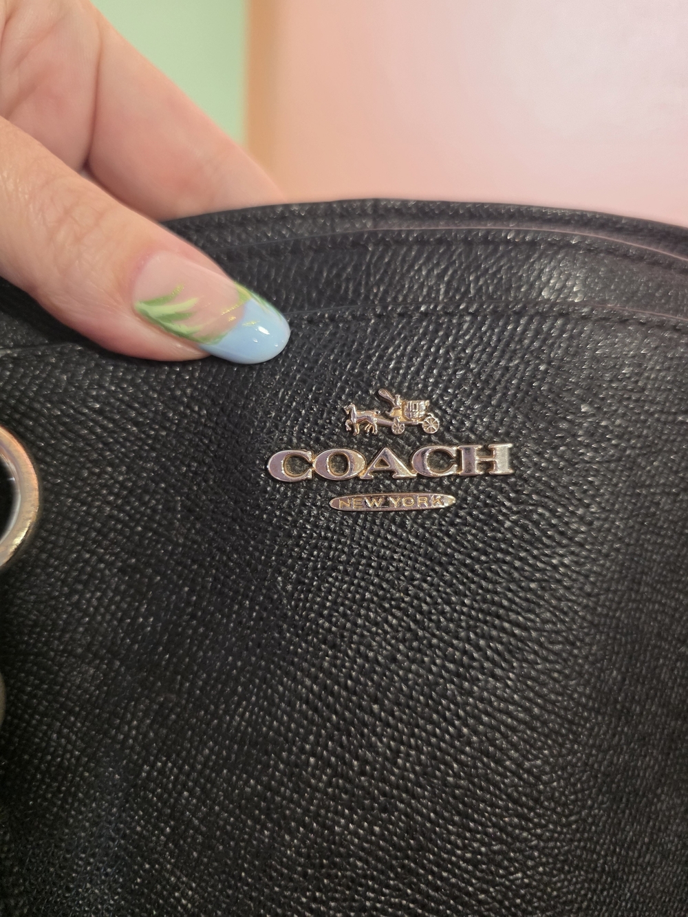 Coach Christie Carryall Handbag Black Pebbled Leather Shoulder Bag As Is - Picture 5 of 13